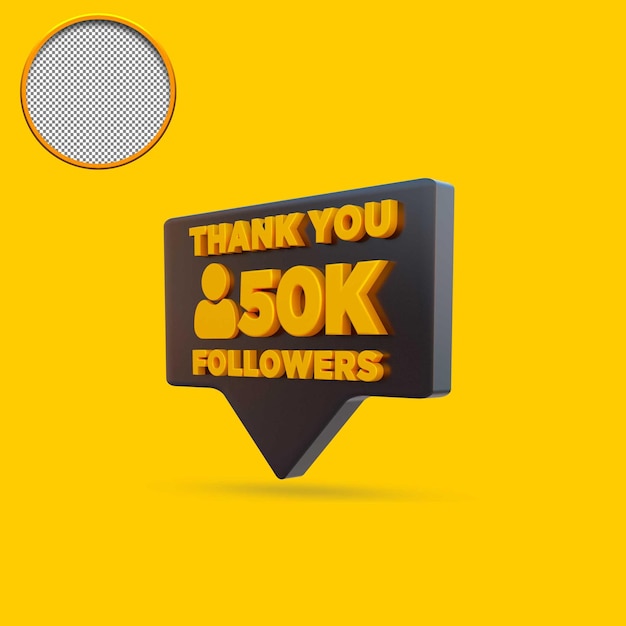 PSD 50k followers 3d renders isolated