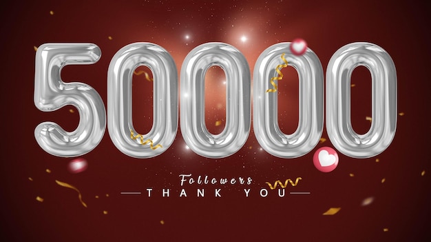 50k followers number silver luxury balloon