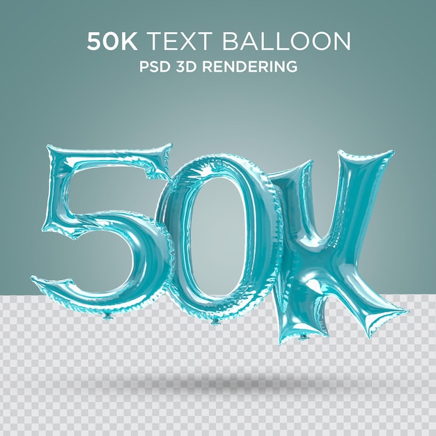 50k sociale volgers en abonnees ballonviering 3D-rendering