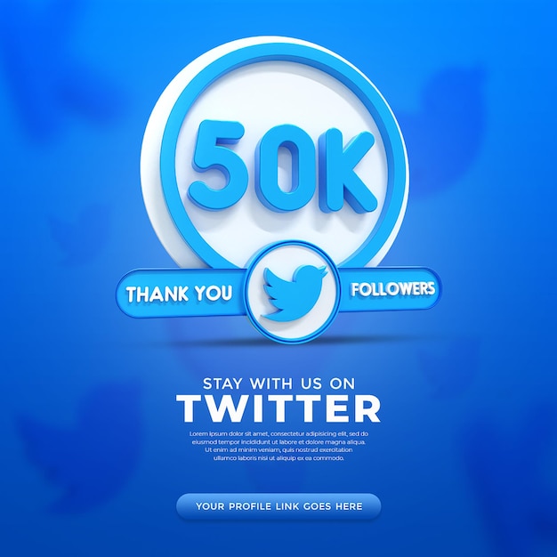 소셜 미디어에서 사용하기 위한 50k Twitter 추종자 축하 배너 포스트 템플릿
