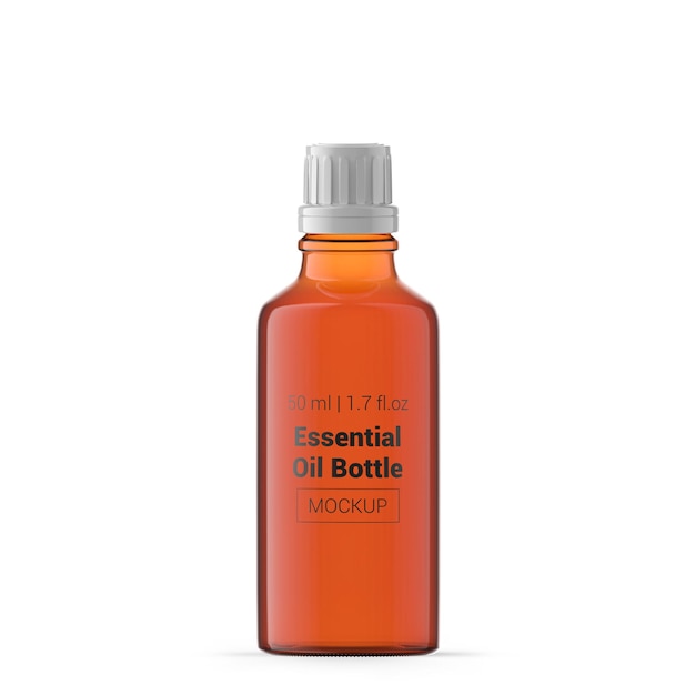 PSD 50ml 1 oz amber glass essential oil bottle mockup