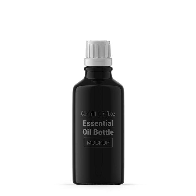 PSD 50ml 1 oz black glass essential oil bottle mockup