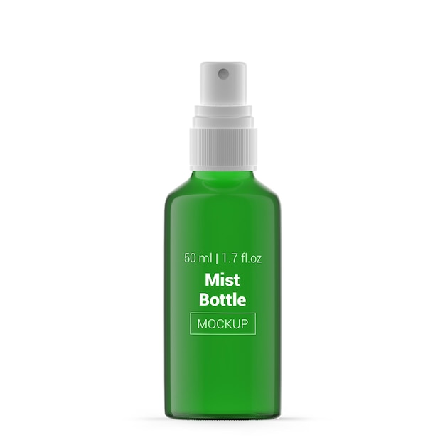 50ml green glass mist spray bottle mockup