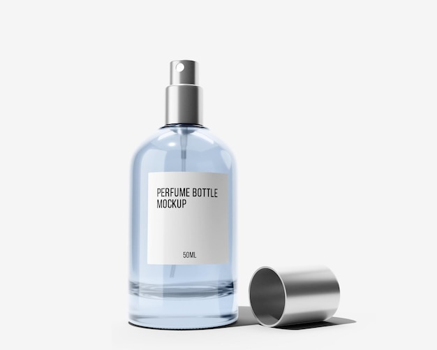 PSD mockup di bottiglia di vetro per profumo da 50 ml