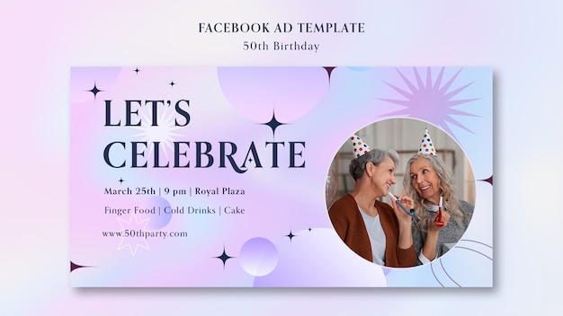 PSD 50th birthday celebration facebook template