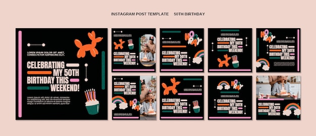 Post di instagram per la celebrazione del 50° compleanno