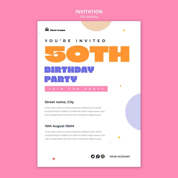 PSD 50th birthday celebration invitation template