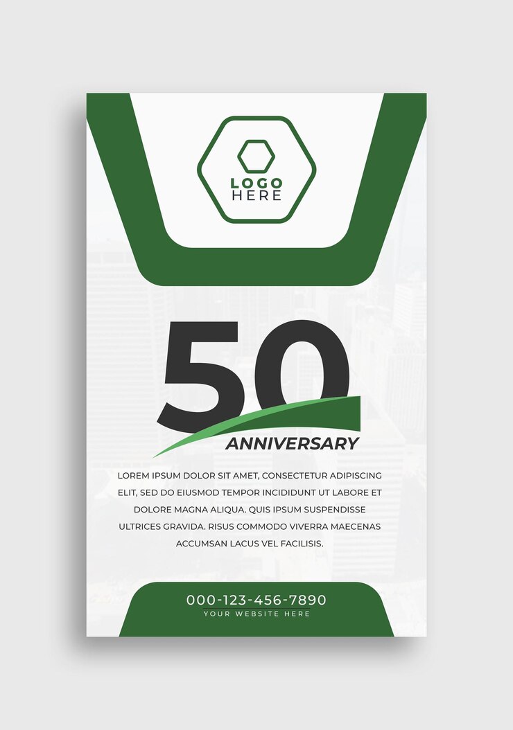 50th years anniversary celebration banner design for social media post template