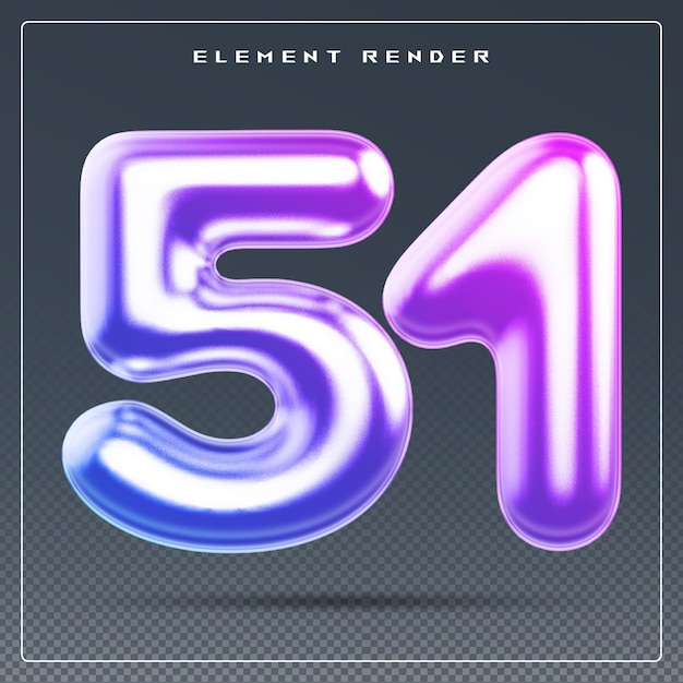 PSD 51 number gradient 3d render