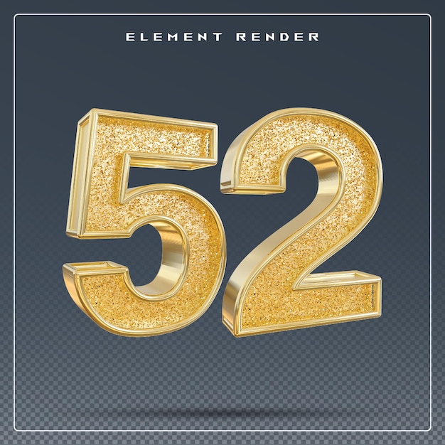 PSD 52 number gold 3d render