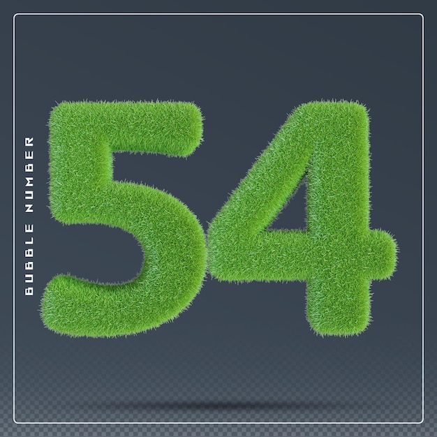 PSD 54 numero erba verde render 3d