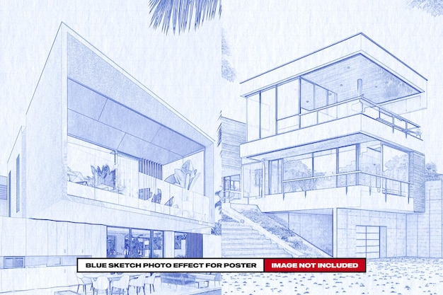 54blue sketch photo effect for poster