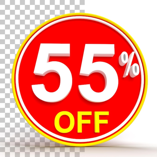 55 percent off 3d rendering Sale discount price label or tag highquality illustration