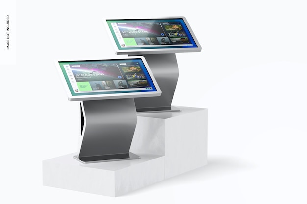 55 Vloerstandaard Digitaal op Podium Mockup