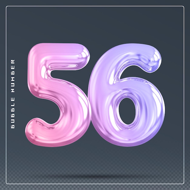 56 number bubble gradient 3d render