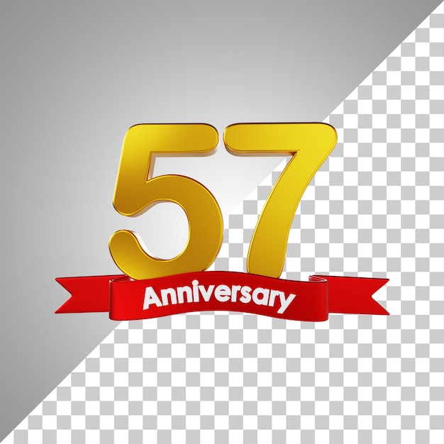 PSD 57 anni felice anniversario numero 3d rendering