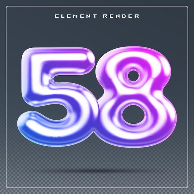 PSD 58 number gradient 3d render