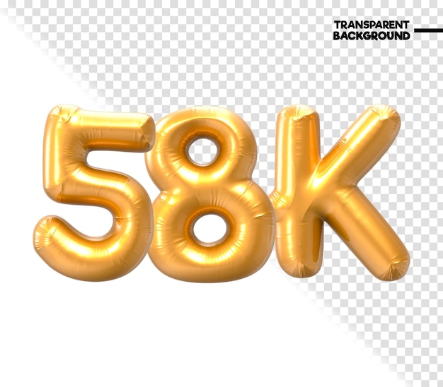 PSD 58k number gold 3d render