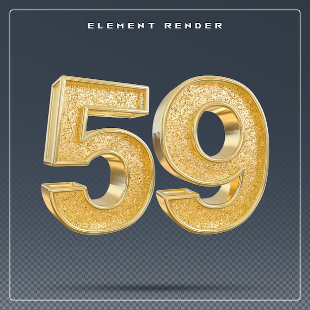 PSD 59 number gold 3d render