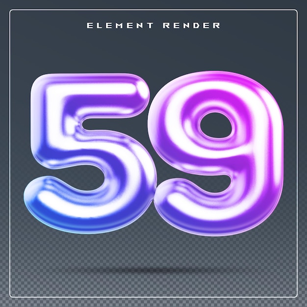 PSD 59 number gradient 3d render