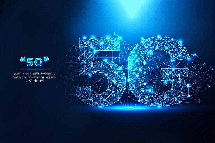PSD 5g concept abstract futuristic technology blue color low poly style design