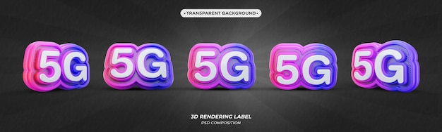 5gグラデーション3dレンダリングテキスト