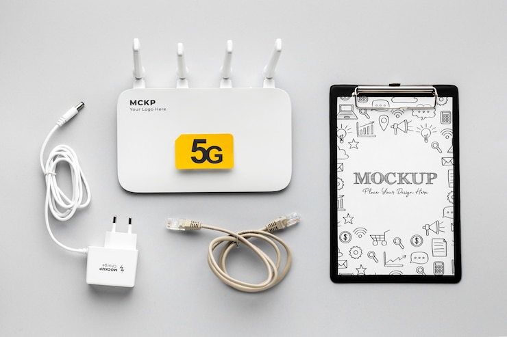 PSD 5g mockup tasarımında üstten görünüm