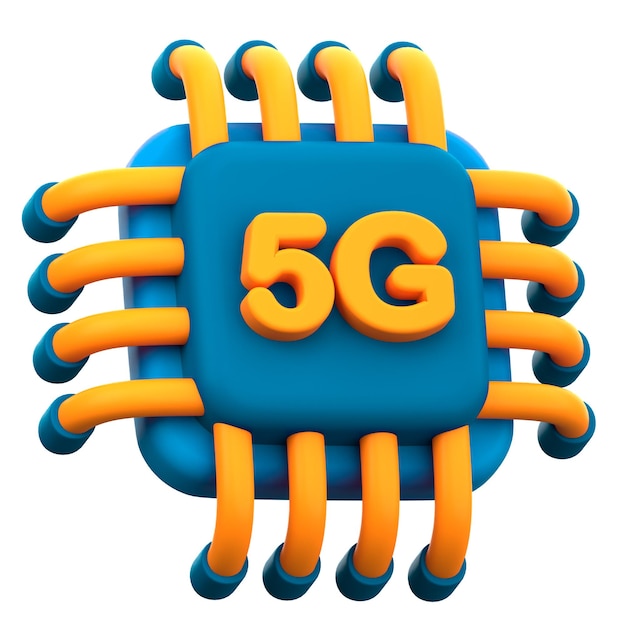 PSD 5g network chipset 3d icon