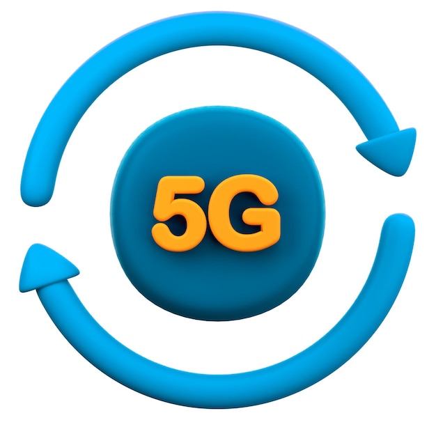 PSD icona 3d di roaming di dati della rete 5g