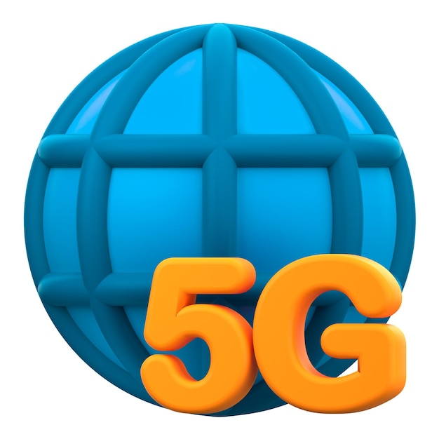 PSD icone 3d della rete globale della rete 5g