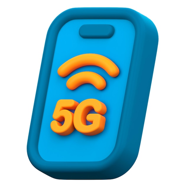 PSD icona 3d mobile della rete 5g