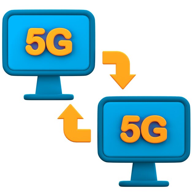 PSD 5g network synchronization 3d icon