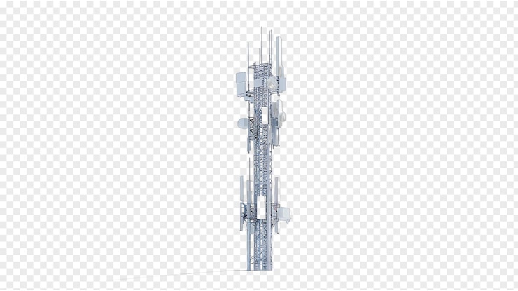 PSD 5g network tower realistic photo isolated on transparent background