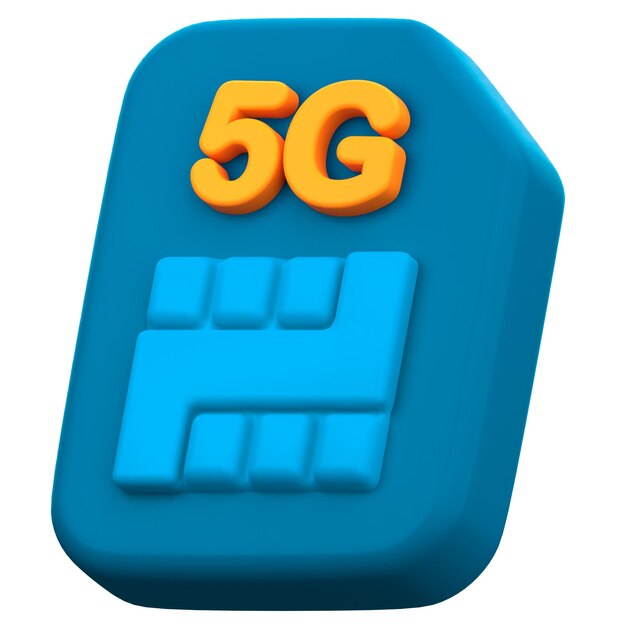 PSD 5g sieci danych roaming sim 3d ikona