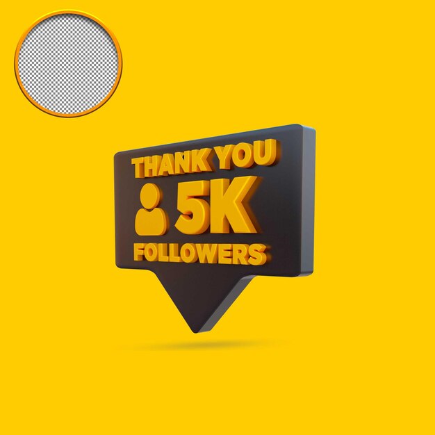 PSD 5k follower rendering 3d isolati