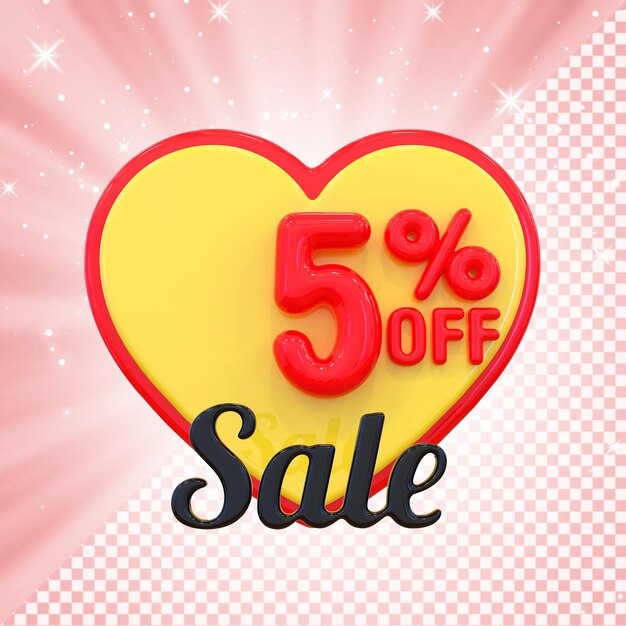 5percent promotion sale off in heart 3d