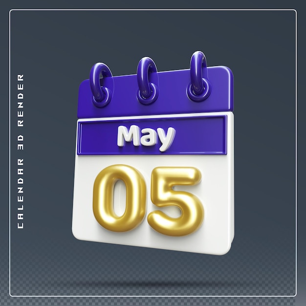 Premium PSD 5th may calendar icon 3d render