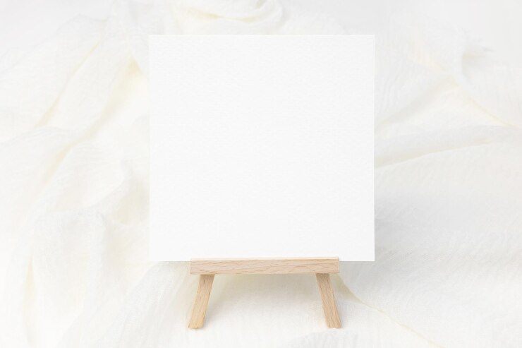 PSD 5x5 white mockup on little easel