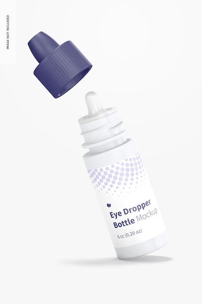 PSD 6 cc eye dropper bottle mockup, leaned