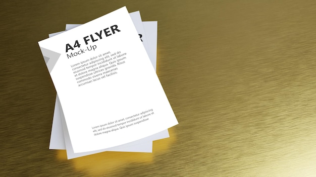 6-meerdere a4 mockup design flyer hoge resolutie gouden thema voor presentatiepapier