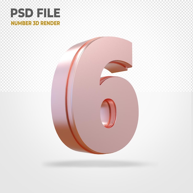 6 Number 3D Render