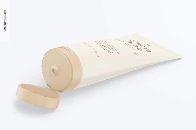 PSD 6 oz cream tube mockup, isometric right view