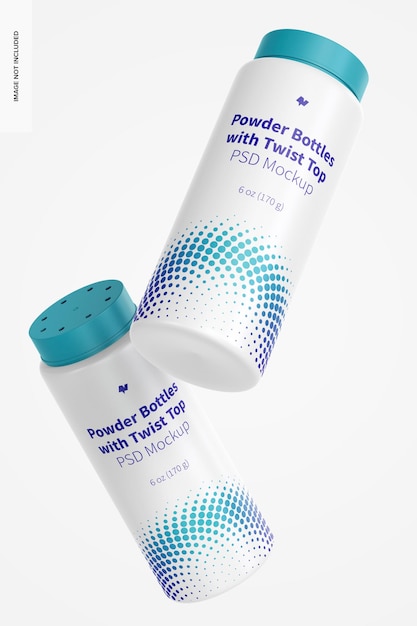 6 oz poederflessen met Twist Top Mockup, drijvend