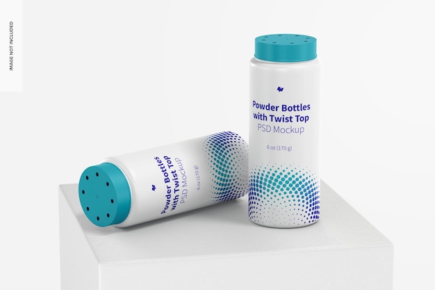 6 oz poederflessen met Twist Top Mockup