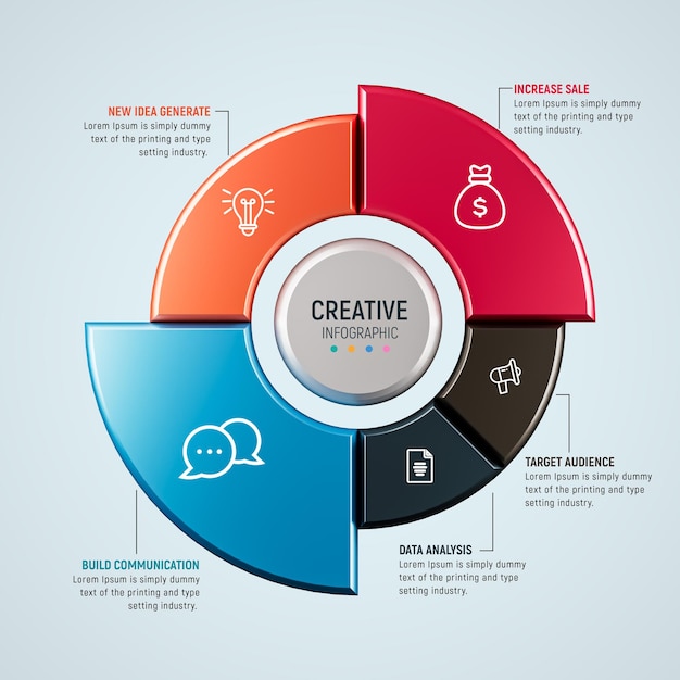 PSD 6 steps business infographics template