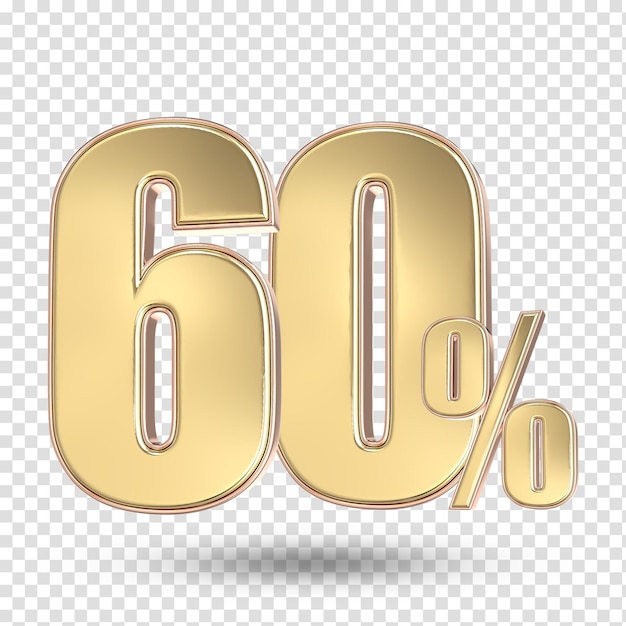 60 골드 숫자 3D 렌더링