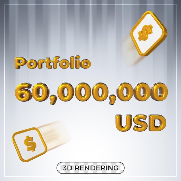 PSD rendering 3d del portafoglio da 60 milioni di dollari