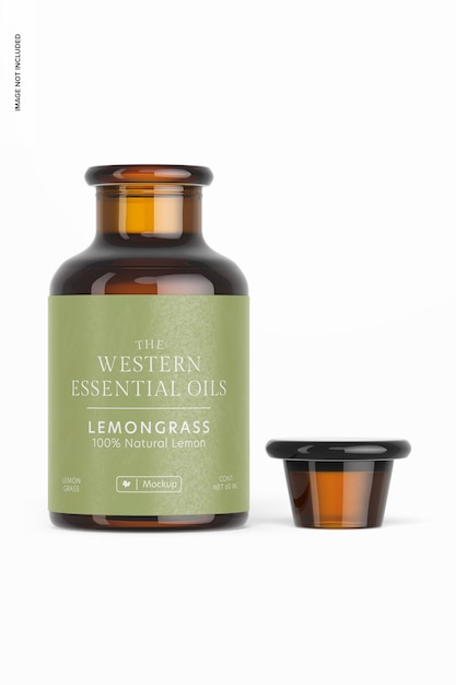 60 ml Amber Glass Bottle Mockup, Front View