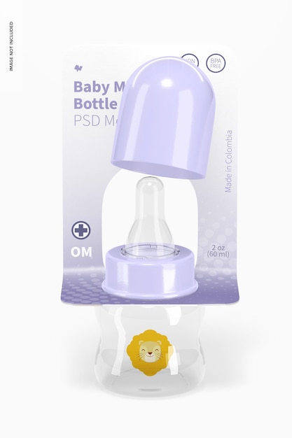 60 ml baby milk bottle blister mockup