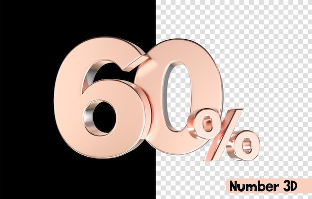 PSD 60 number gold 3d render